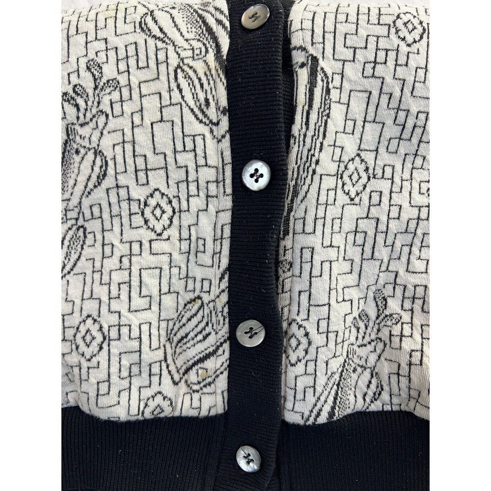 90s Golf Cardigan Made In USA Grandma | White Black‎ | Size XL - Picture 15 of 16